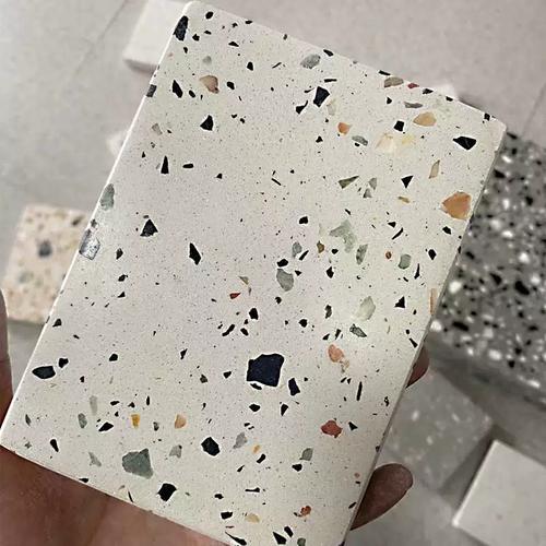 無(wú)機(jī)預(yù)制磚水磨石材料地面施工打樣定制水泥石基荒料水泥板人造石